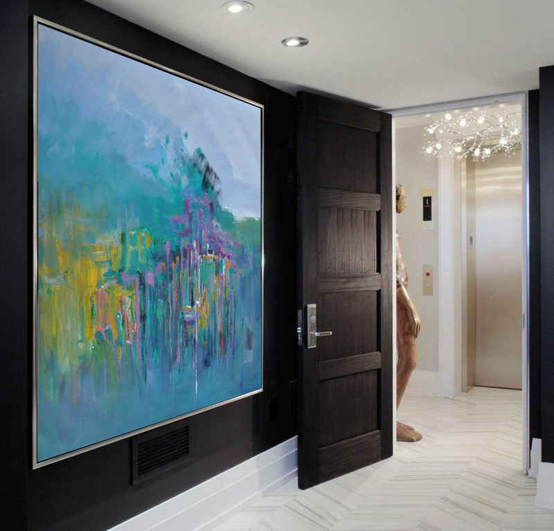 Handmade Painting Large Abstract Art,Oversized Abstract Landscape Oil Painting,Handmade Acrylic Painting,Blue,Green,Yellow,Purple.etc